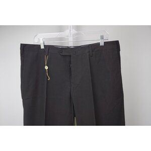 Luigi Borrelli Solid Black 100% Cotton Pants Sz 54 NEW